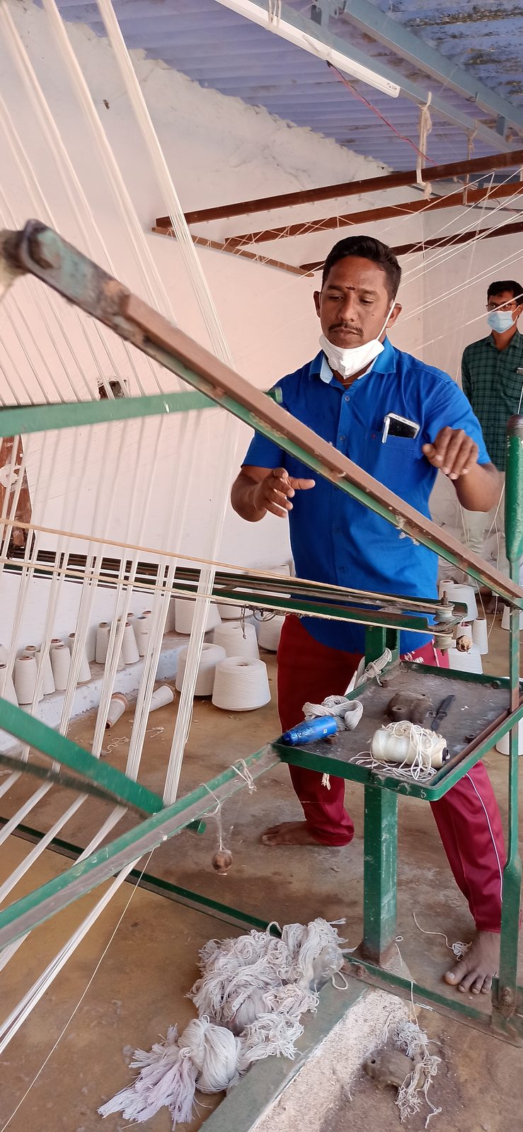 Warp winding process for Jamakkalam weaving